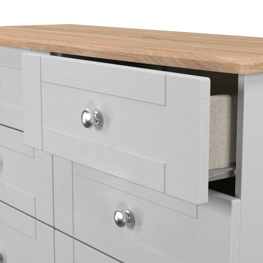 Sussex 6 Drawer Midi Chest in Grey Ash & Bardolino Oak