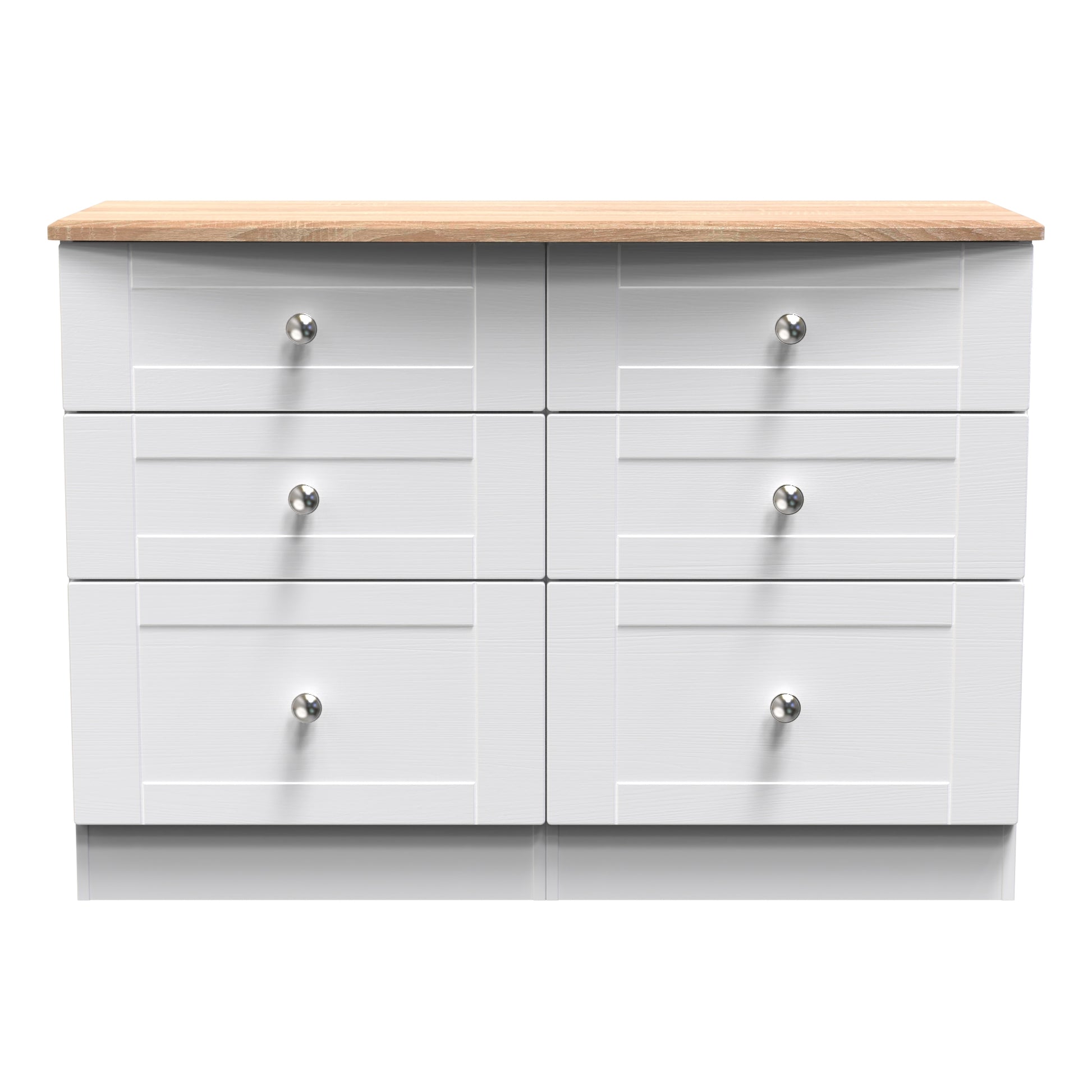 Sussex 6 Drawer Midi Chest in White Ash & Bardolino Oak - Blythe Living