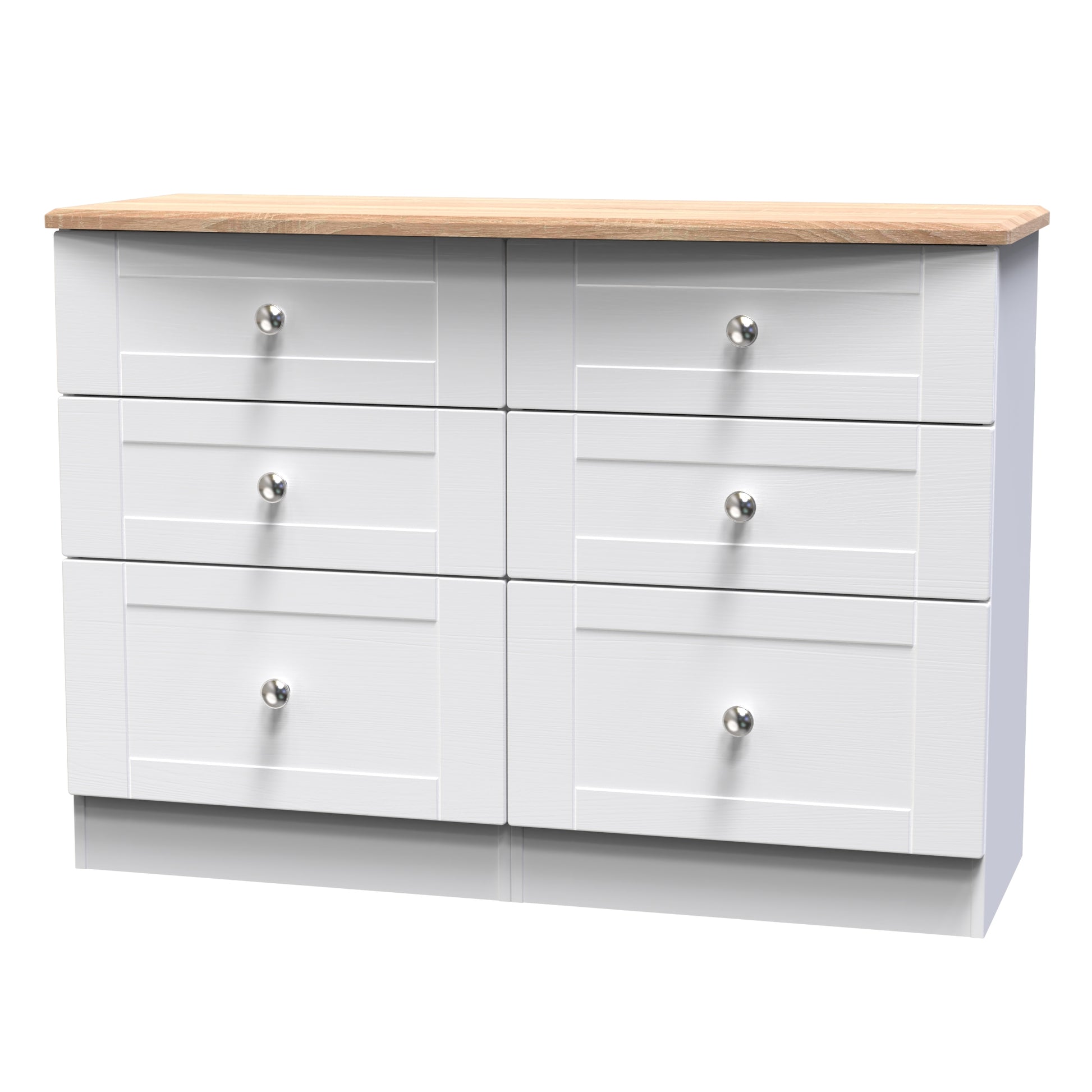 Sussex 6 Drawer Midi Chest in White Ash & Bardolino Oak - Blythe Living