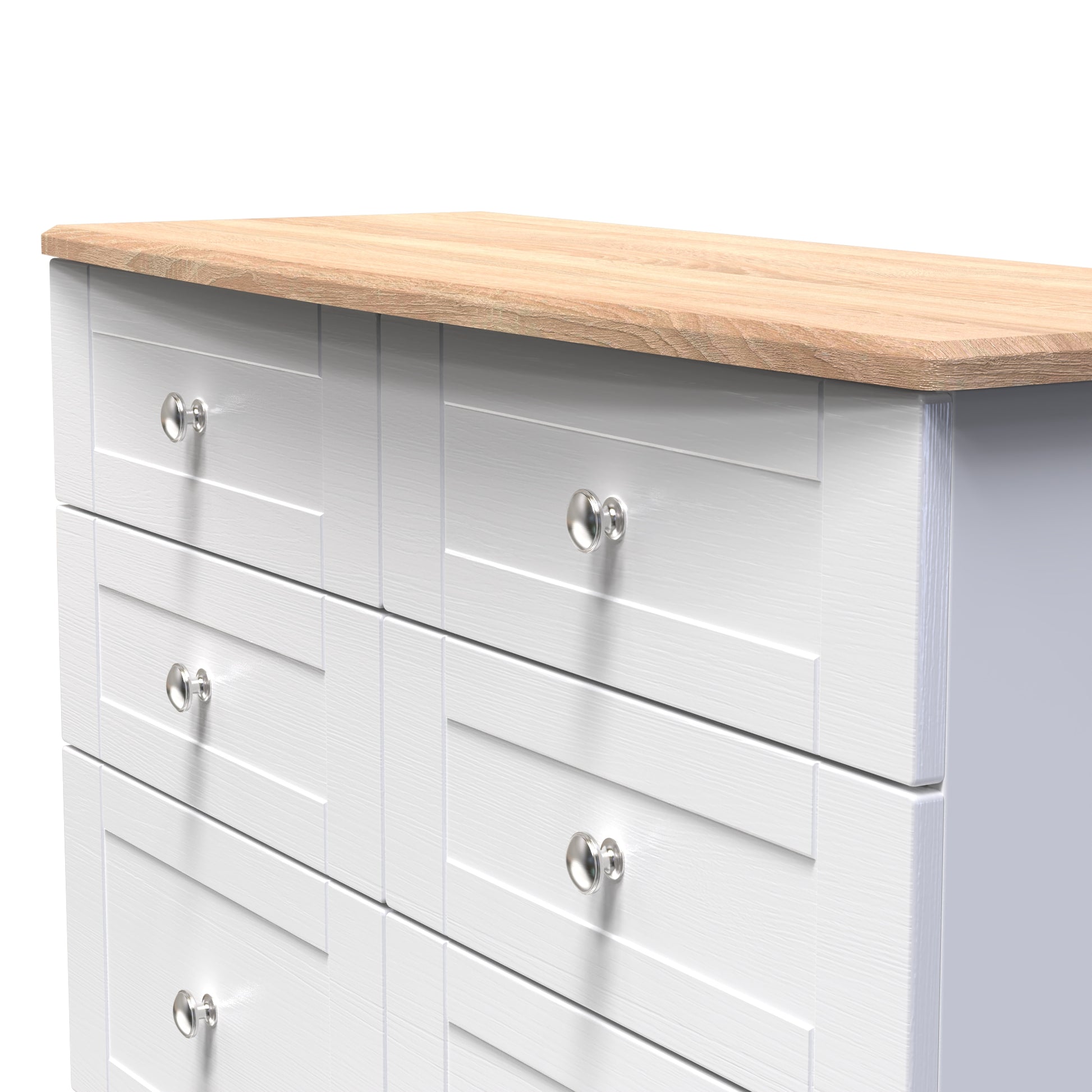 Sussex 6 Drawer Midi Chest in White Ash & Bardolino Oak - Blythe Living