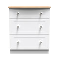 Heavy wood Sussex 3 Drawer Deep Chest in White Ash & Bardolino Oak