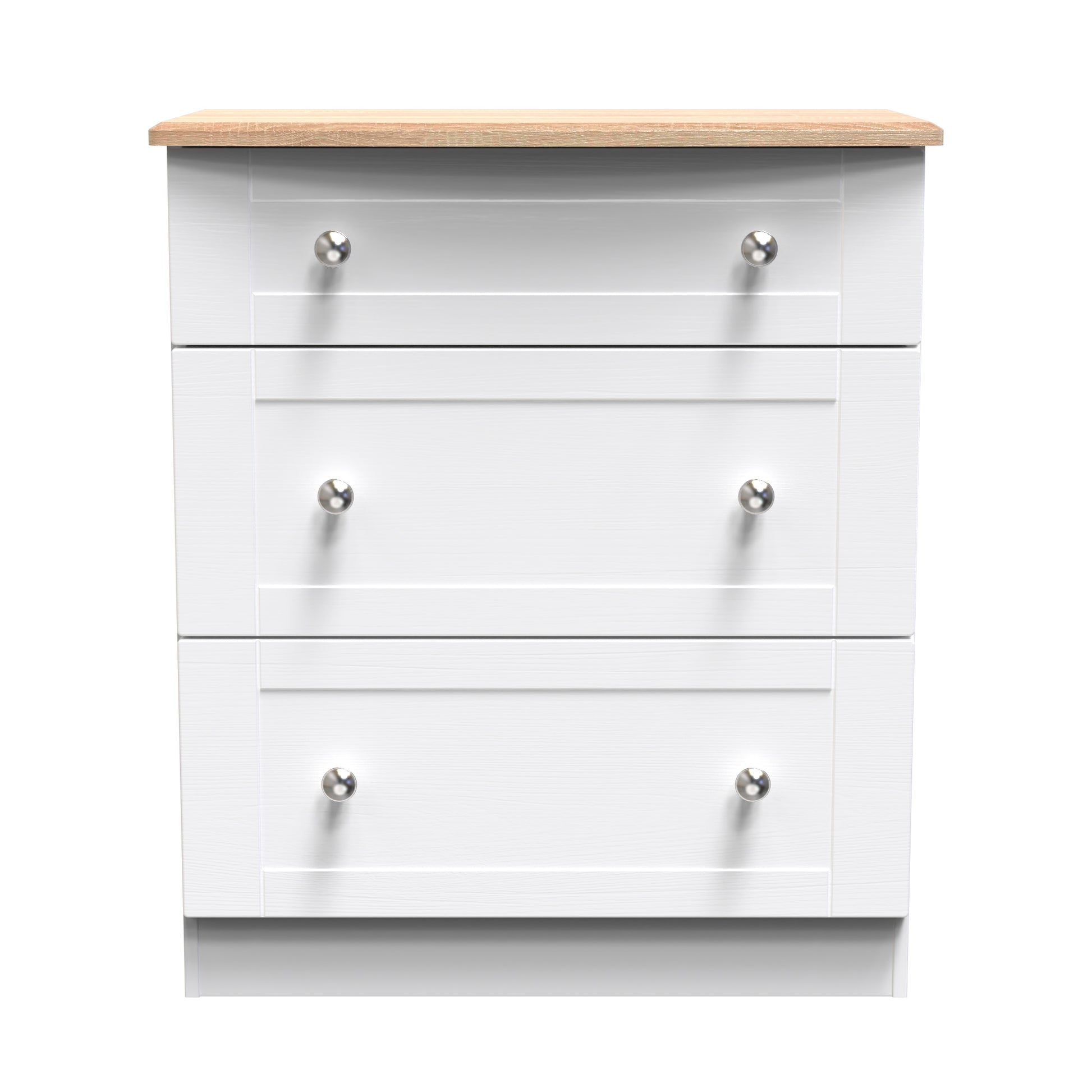 Heavy wood Sussex 3 Drawer Deep Chest in White Ash & Bardolino Oak