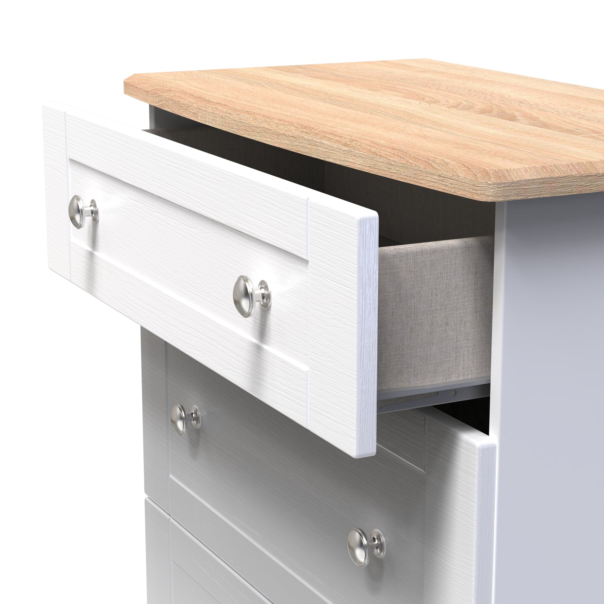 Best Sussex 3 Drawer Deep Chest in White Ash & Bardolino Oak