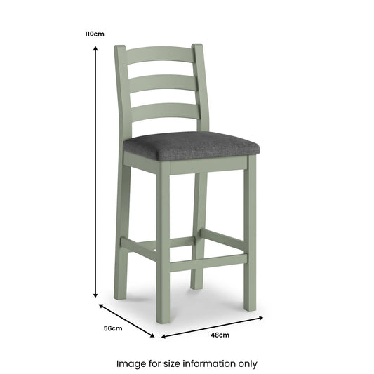 Salcombe Sage Ladder Back Bar Chair - Charcoal Cushion