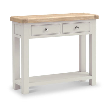 Salcombe 2 Drawer Console Table Stone Grey | Rustic Oak Hallway Stand