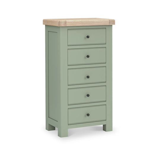 Salcombe 5 Drawer Tallboy Chest - Sage