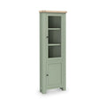 Salcombe Corner Display Cabinet Sage | Rustic Oak Glass Showcase