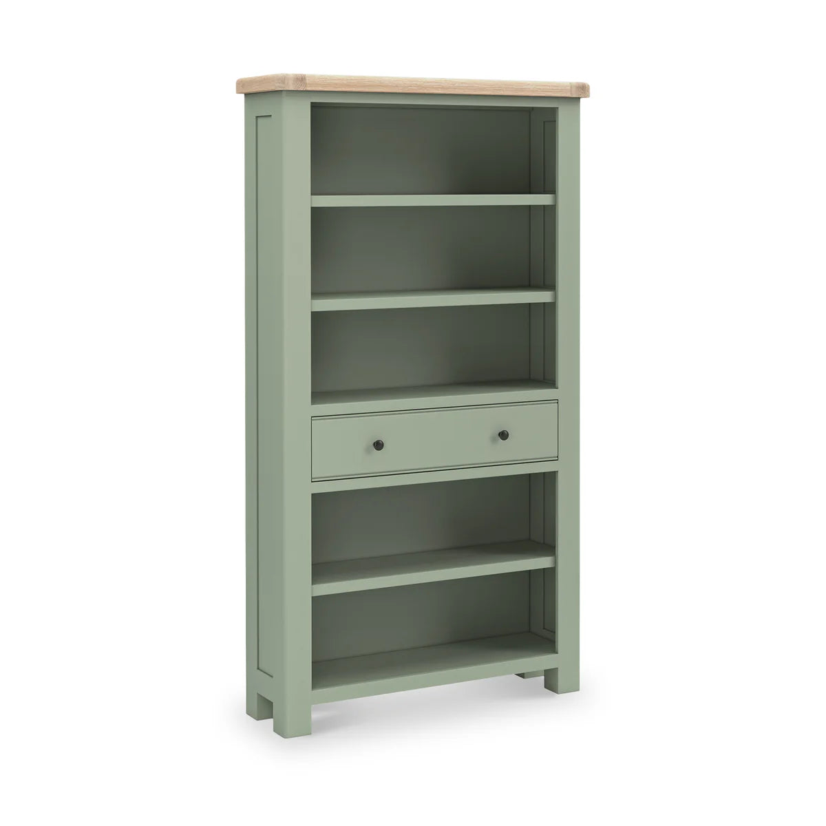 Salcombe Large Bookcase Sage | Rustic Oak 5-Shelf Storage Unit