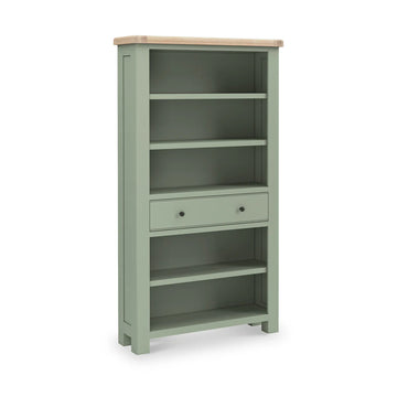 Salcombe Large Bookcase Sage | Rustic Oak 5-Shelf Storage Unit