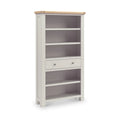 Salcombe Large Bookcase Stone Grey | Rustic Oak 5-Shelf Storage Unit