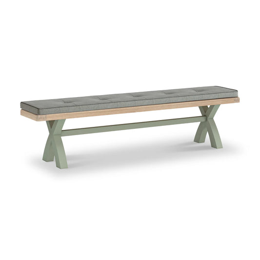 Salcombe Sage Cross Leg Bench - Grey Cushion