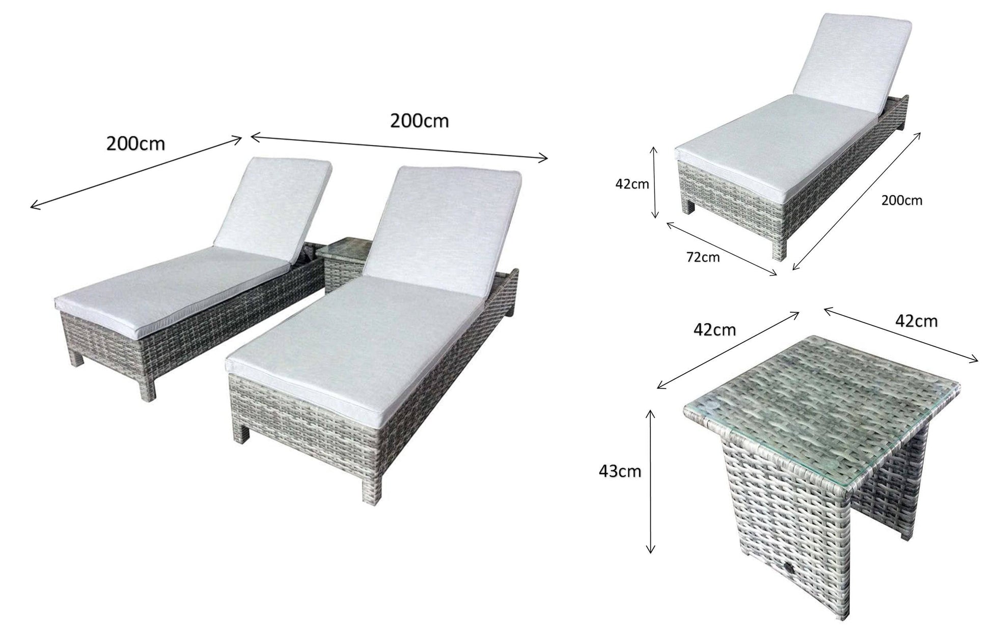 Sarena Sunbeds in Grey Victoria Weave For Sale