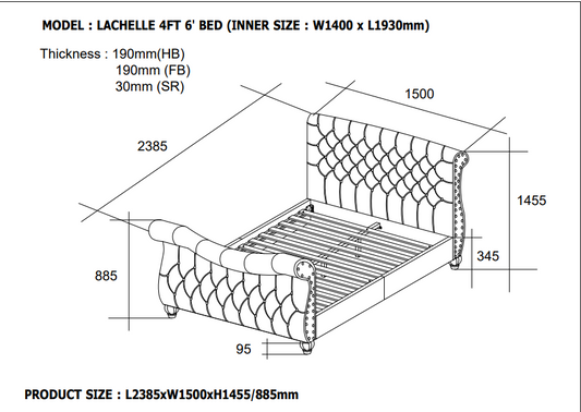 Lachelle Dark Grey Bed Frame