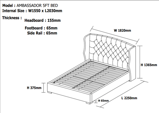 Ambassador Grey Bed Frame