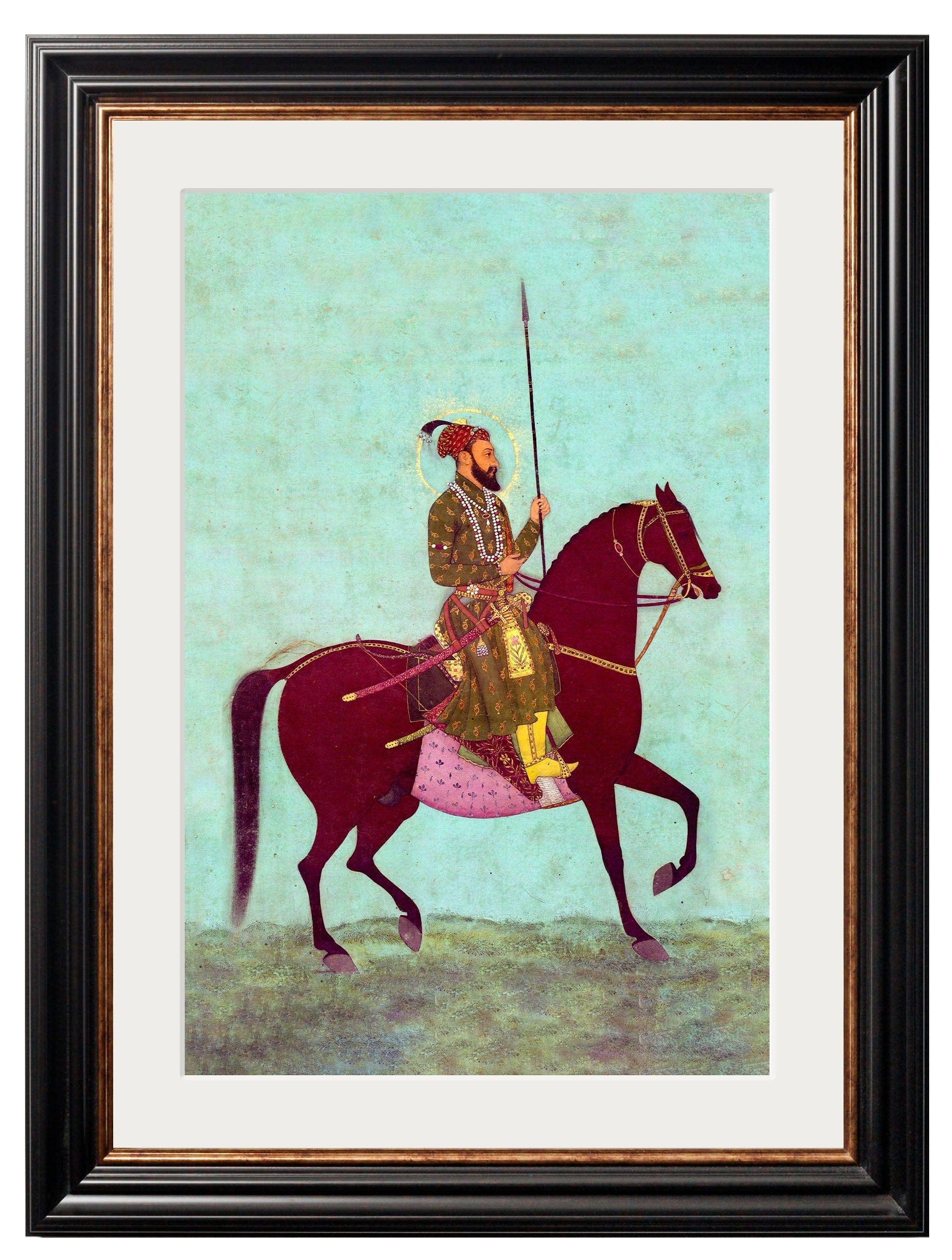 Secure Mughal Horsemen 17th Century Style Art Print for Traditional Interiors