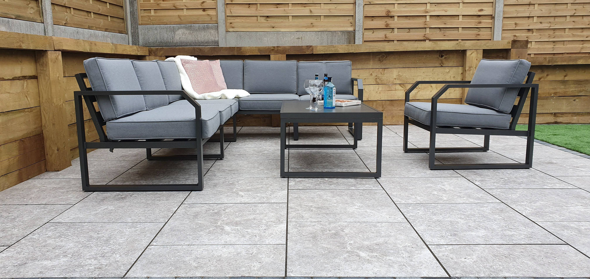 Shop Alarna Alumnium Outdoor Lounge Set with Coffee Table and Armchair