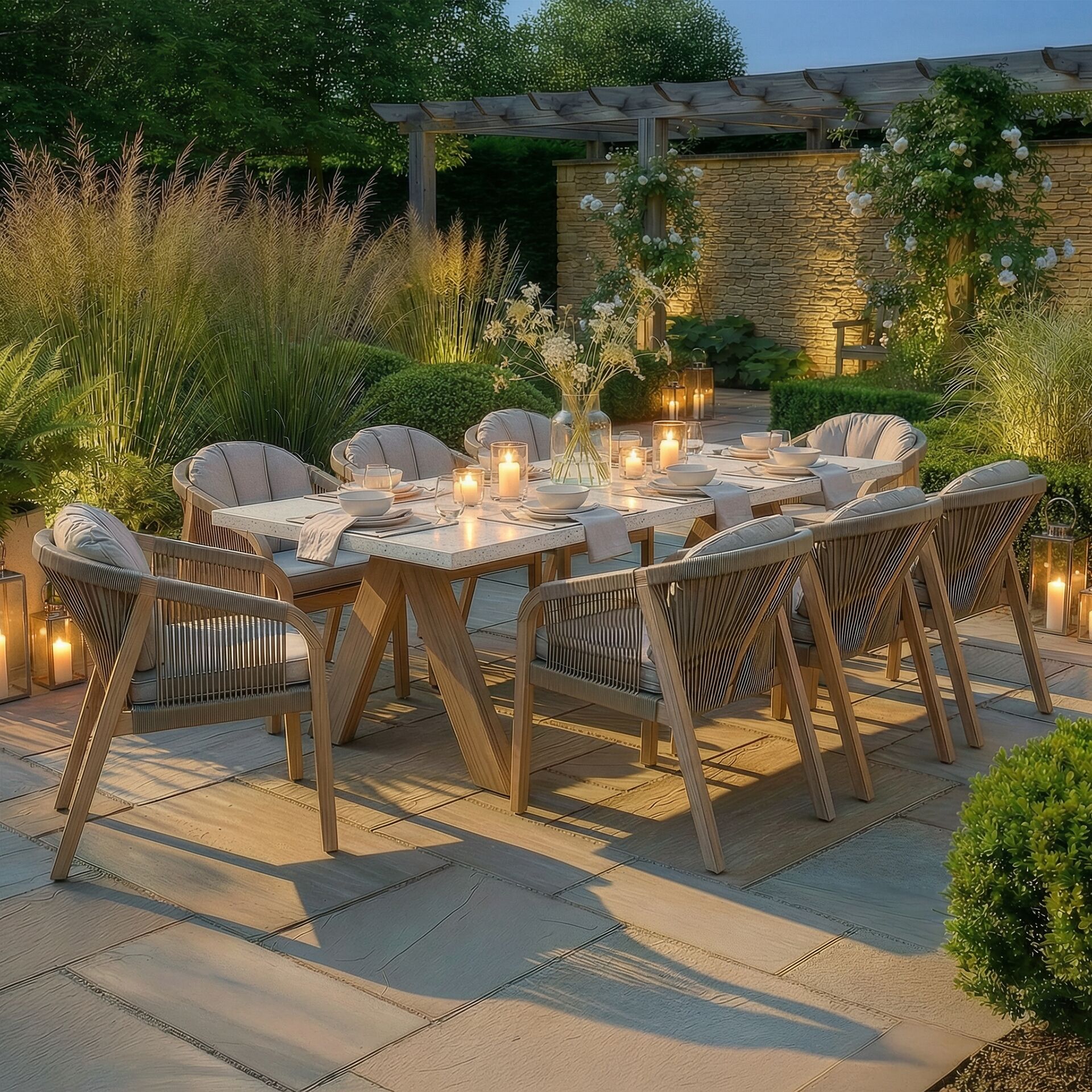 Shop Antigua dining set with terrazzo concrete table
