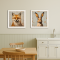 Shop British Made Fox and Hare Square Wall Art for Rustic Interiors