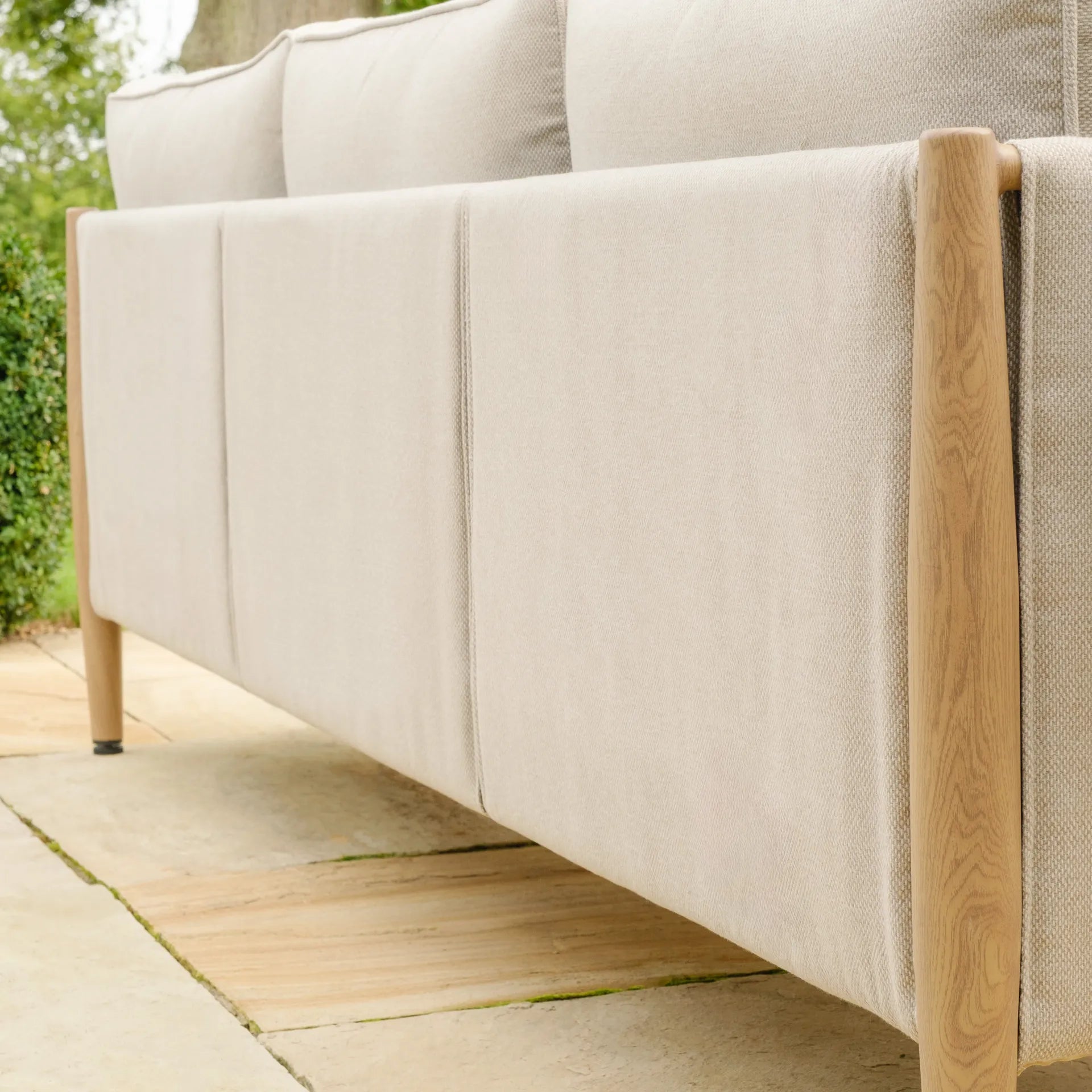 Shop Burford Small Corner Sofa Set Almond Online – stylish garden seating set to buy for modern outdoor spaces