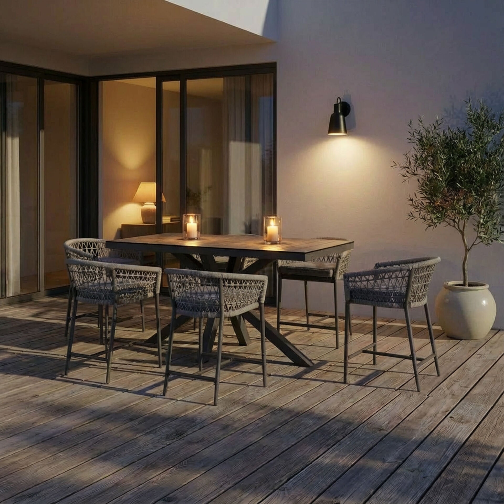 Shop Cool Linen rope weave outdoor bar set with table
