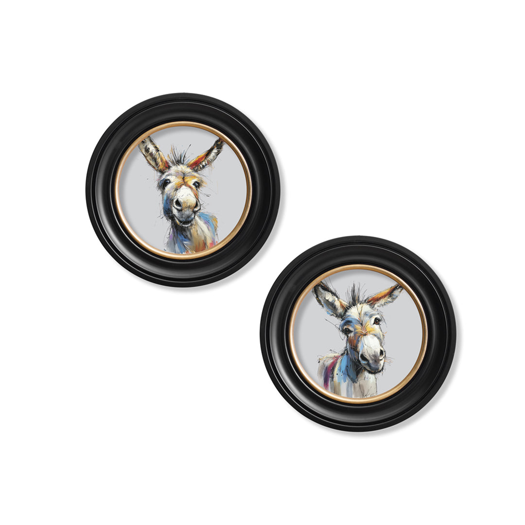 Shop Donkey Jack and Jennet modern round wood framed art print