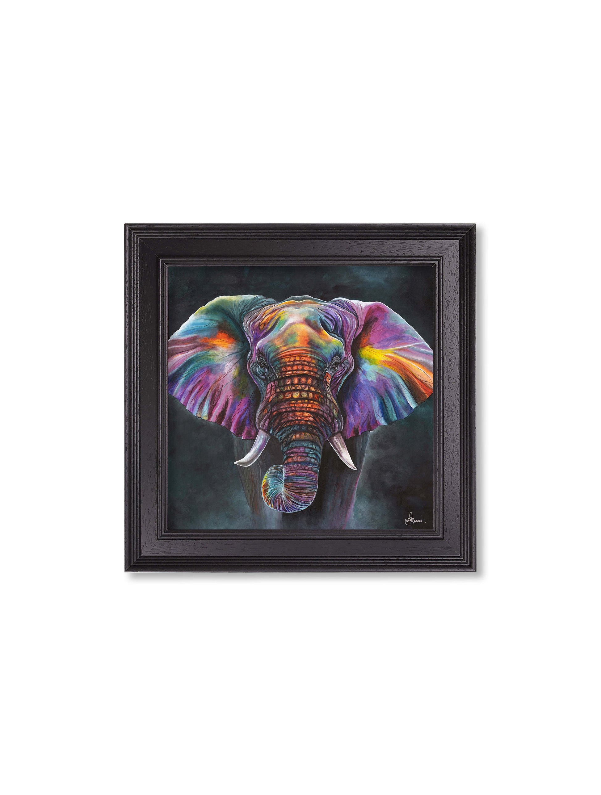 Shop Elephant Print Wisdom modern black wood framed art print