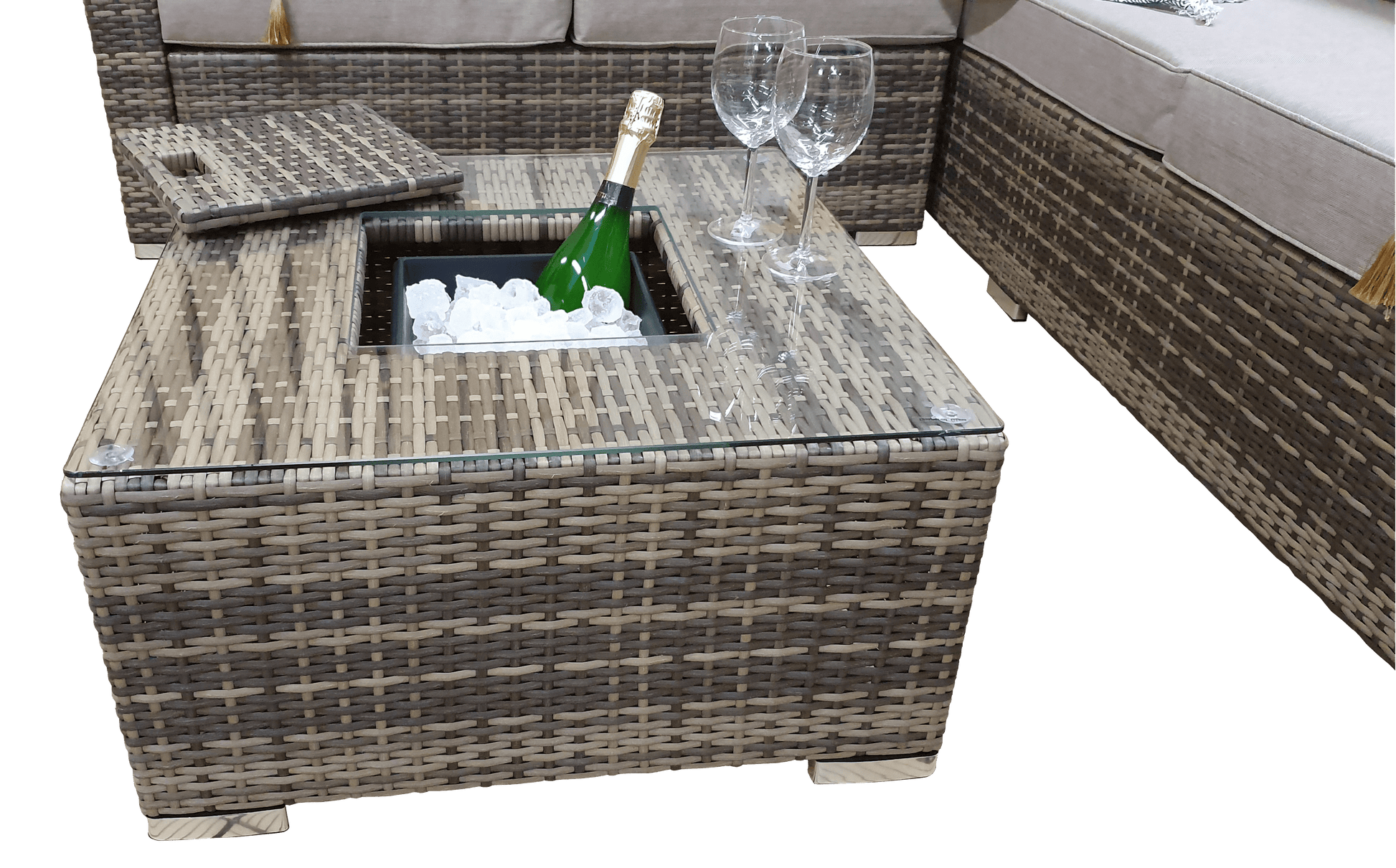 Shop Georgia 8mm Flat Weave Corner Sofa with Chilled Drinks Table