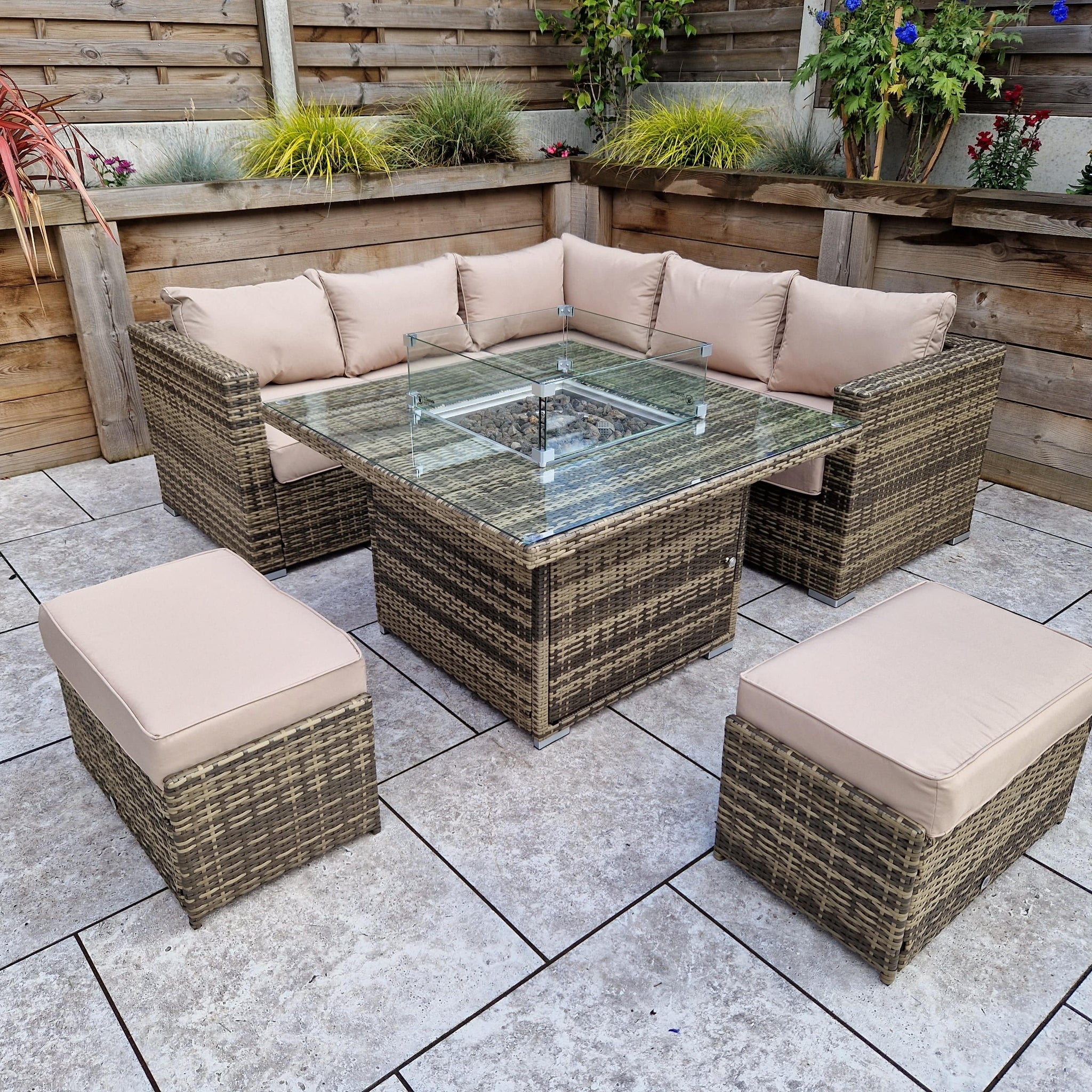 Shop Georgia Outdoor Brown Rattan Corner Sofa Dining Set