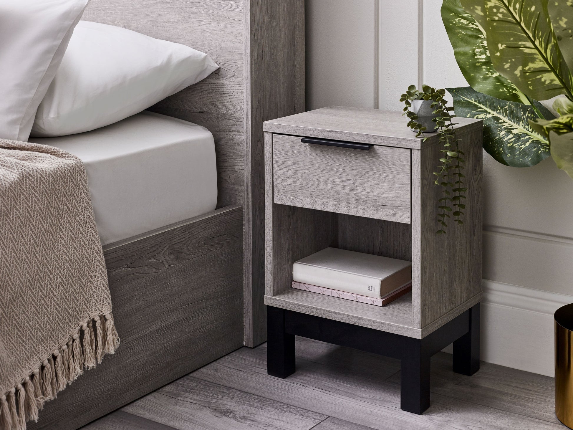 Shop Grey Oak  Bali 1 Drawer Bedside