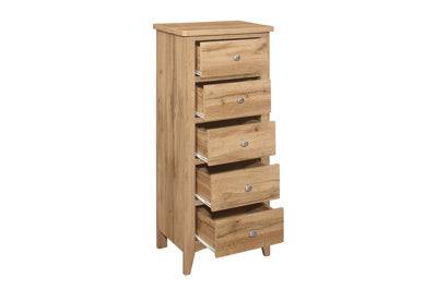 Shop Hampstead 5 Drawer Tall Chest Oak oak effect free UK delivery
