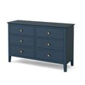 Shop Harrogate Blue Large Chest of Drawers with gold handles online
