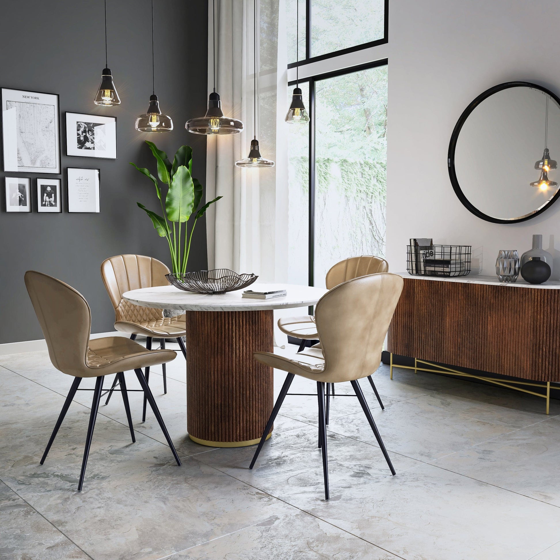 Shop Harvard Large Sideboard featuring Push-to-Open Doors and Natural Stone