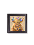 Shop Highland Cow Print Flower Girl modern black wood framed art print