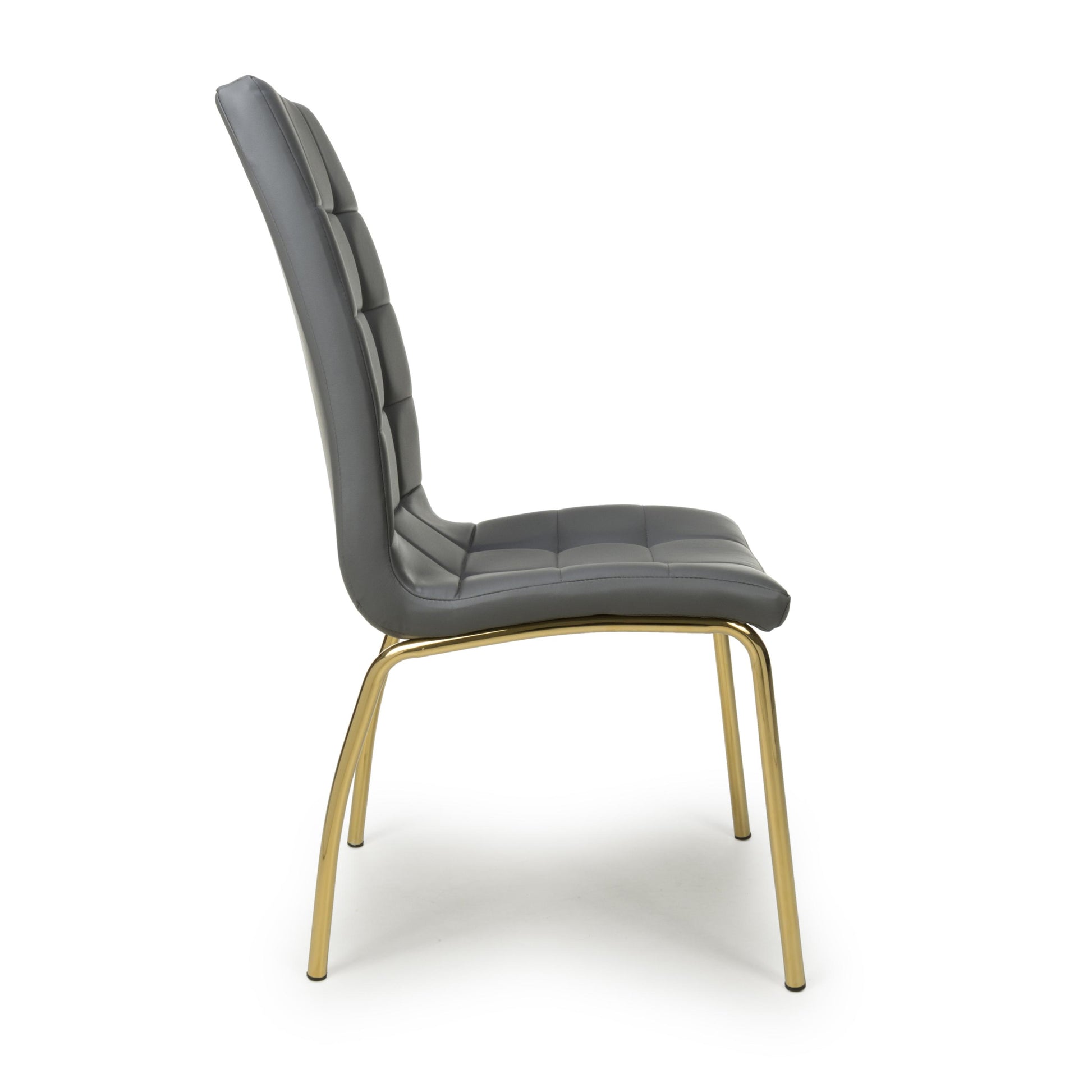 Shop Jenner Leather Effect Grey Gold Dining Chair today