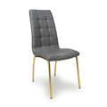 Shop Jenner Leather Effect Grey Gold Dining Chair with gold metal legs