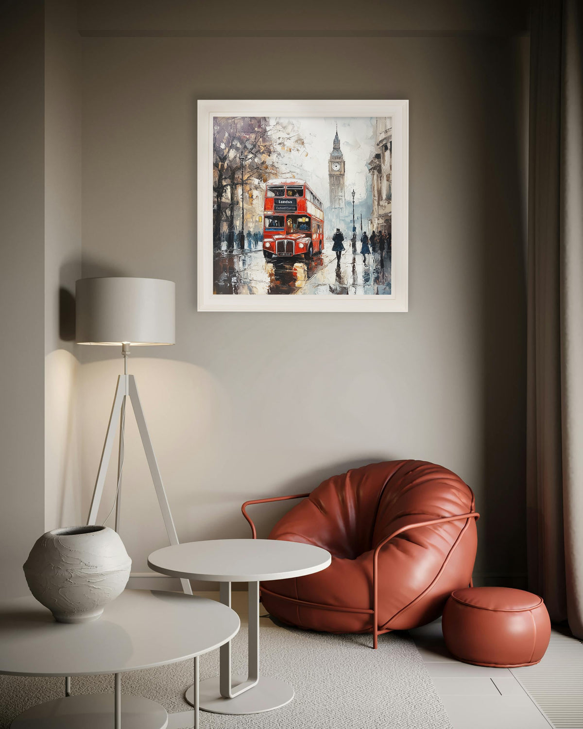 Shop London Bus framed artwork with iconic red double-decker