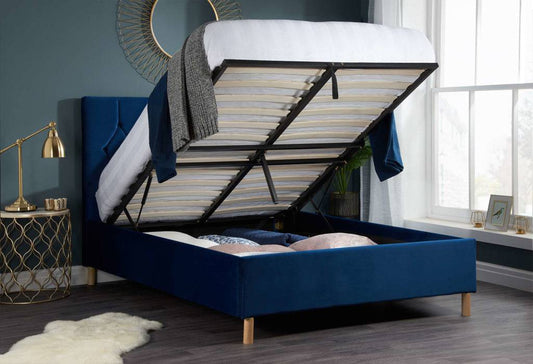 Shop Loxley Ottoman Bed Blue for Sale Online - Blythe Living