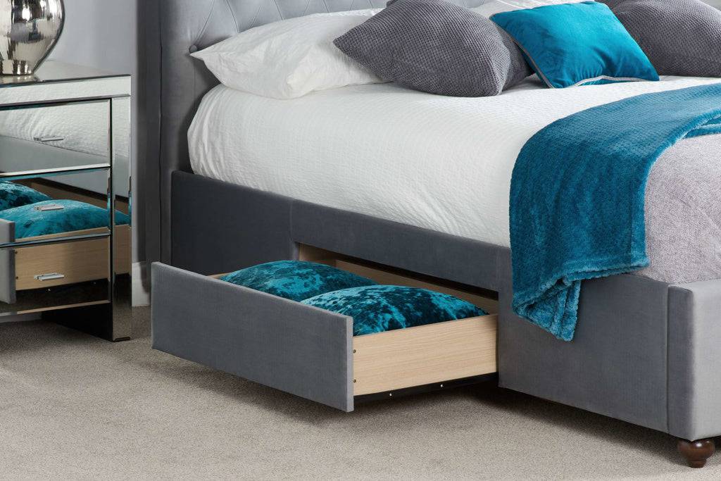 Shop Marlow Fabric Bed Grey Velvet