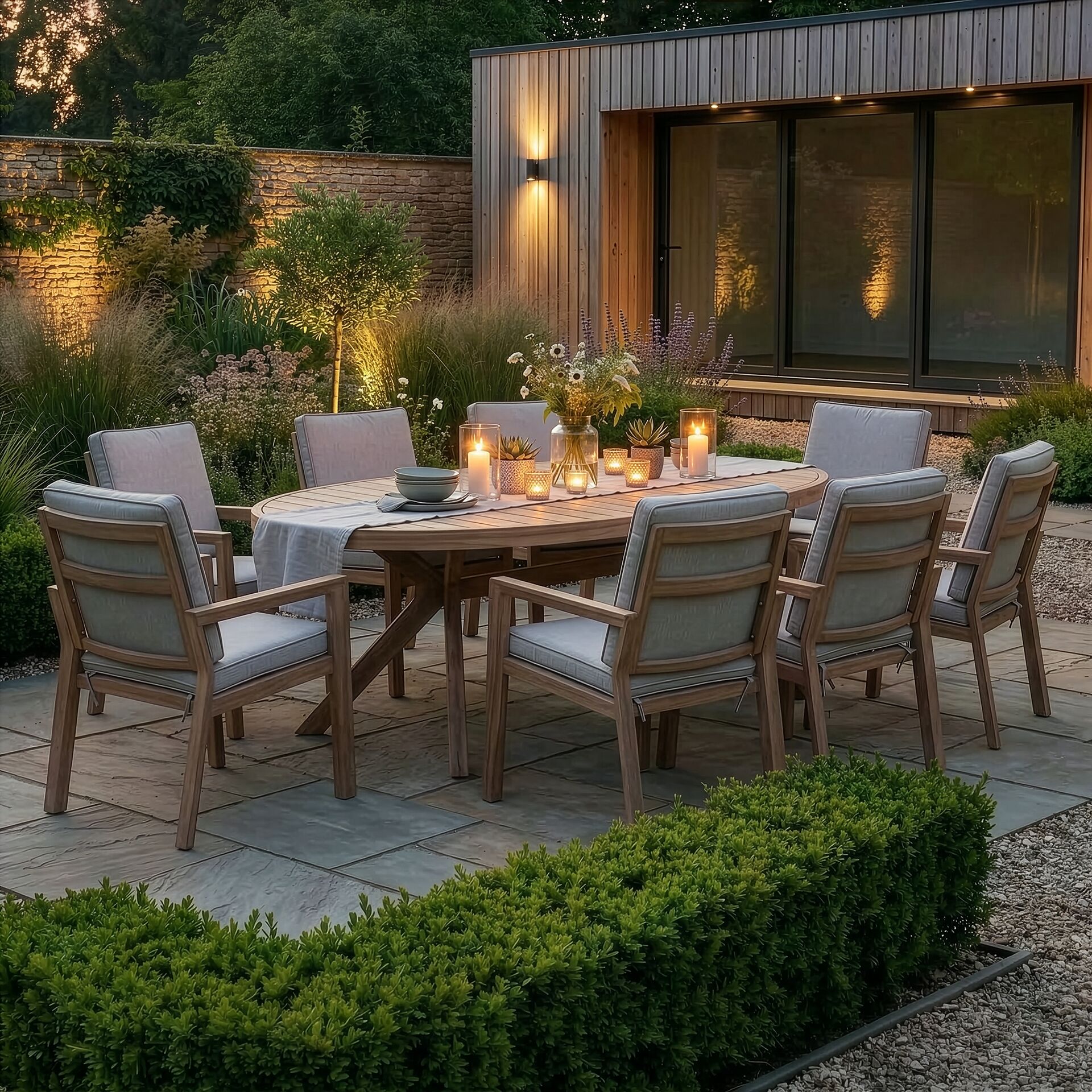 Shop Maze New York 8 Seat Oval Aluminium Dining Set stylish garden furniture
