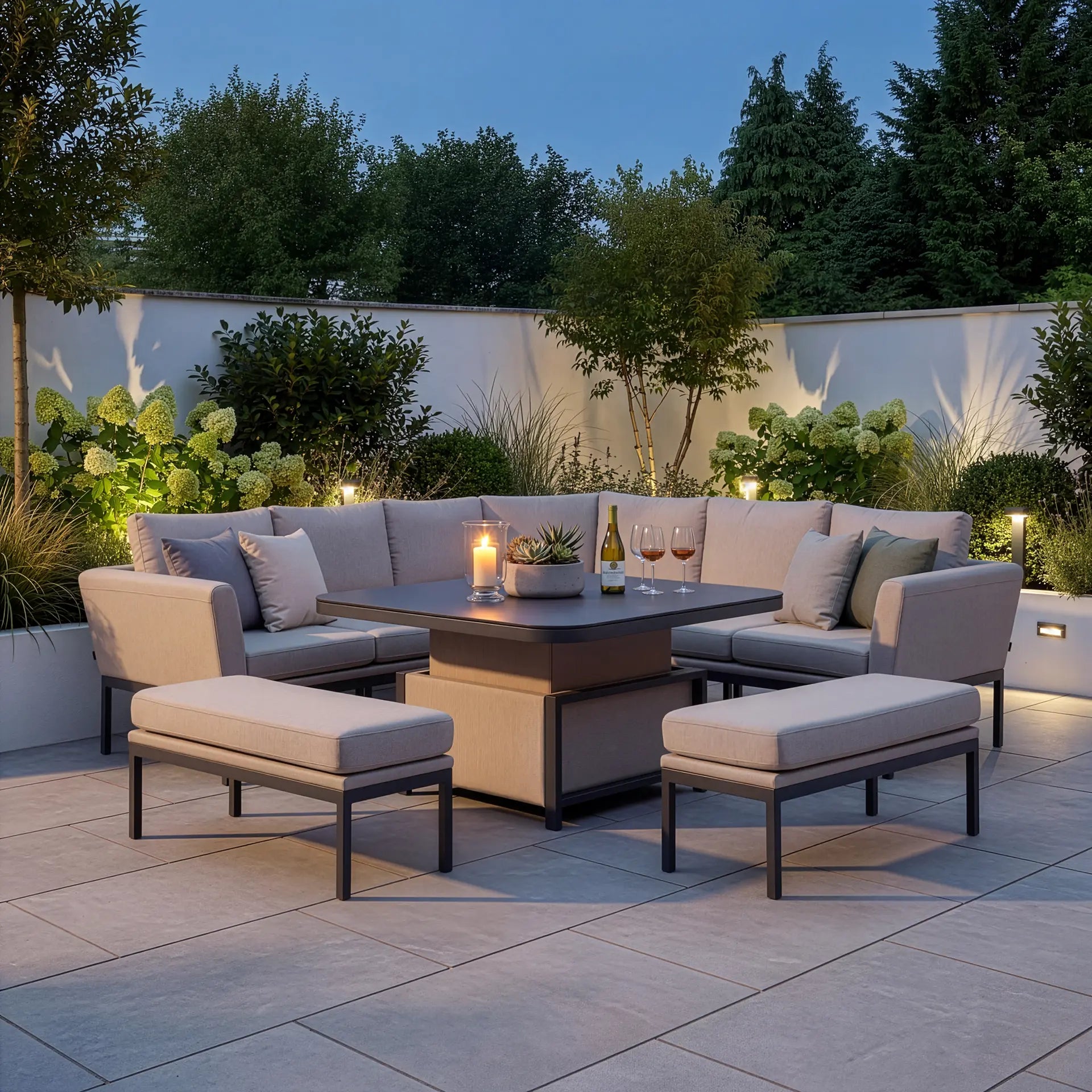 Shop Maze Pulse Deluxe Corner Dining Set Oatmeal stylish garden furniture