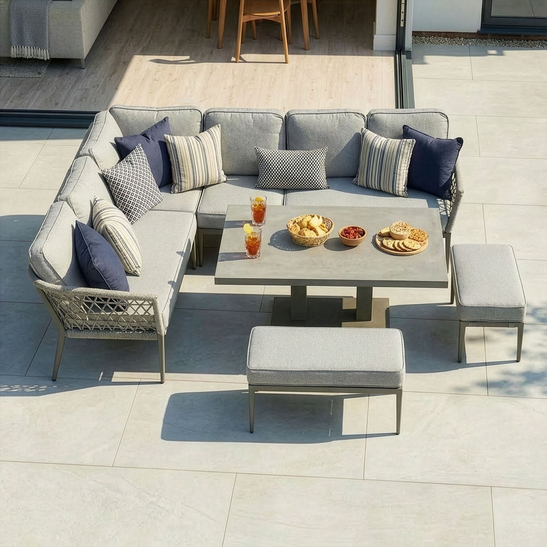 Shop Monaco corner sofa set with matching footstools

