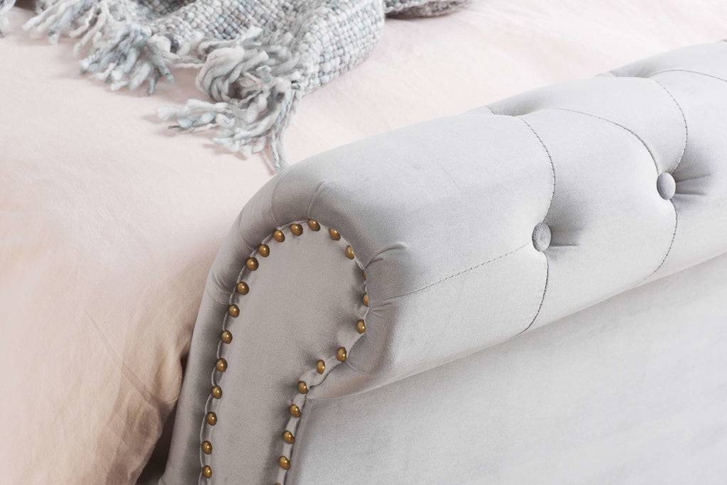 Shop Opulence Fabric Bed Grey Velvet
