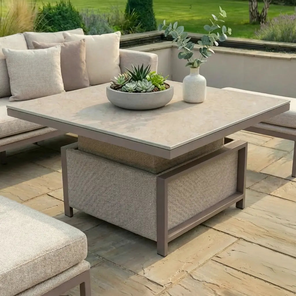 Shop Outdoor Fabric Pulse Square Corner Dining Set with Rising Table for elegant patios