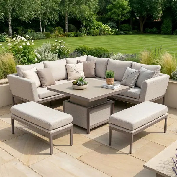 Shop Outdoor Fabric Pulse Square Corner Dining Set with Rising Table for outdoor comfort