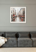 Shop Paris Eiffel Tower framed artwork with charming café façades
