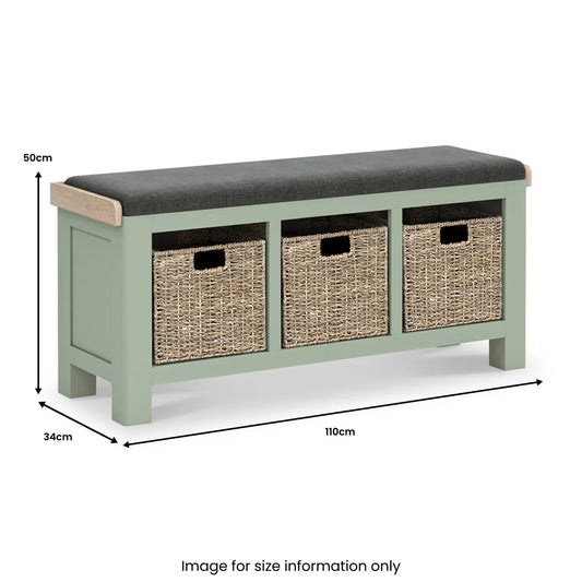 Shop Salcombe Sage Storage Bench with Baskets and Charcoal Cushion