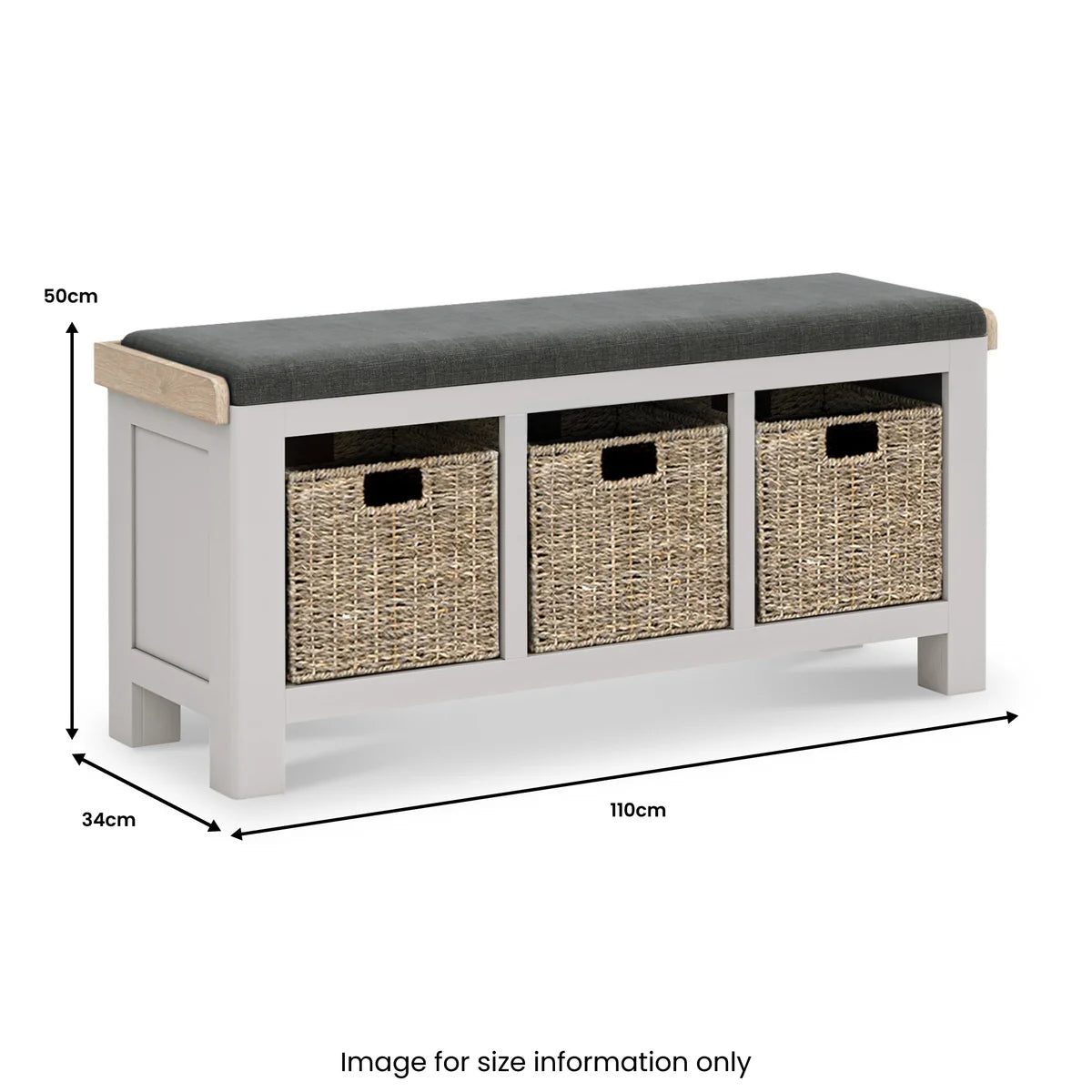 Shop Salcombe Stone Grey Storage Bench Baskets Charcoal Cushion