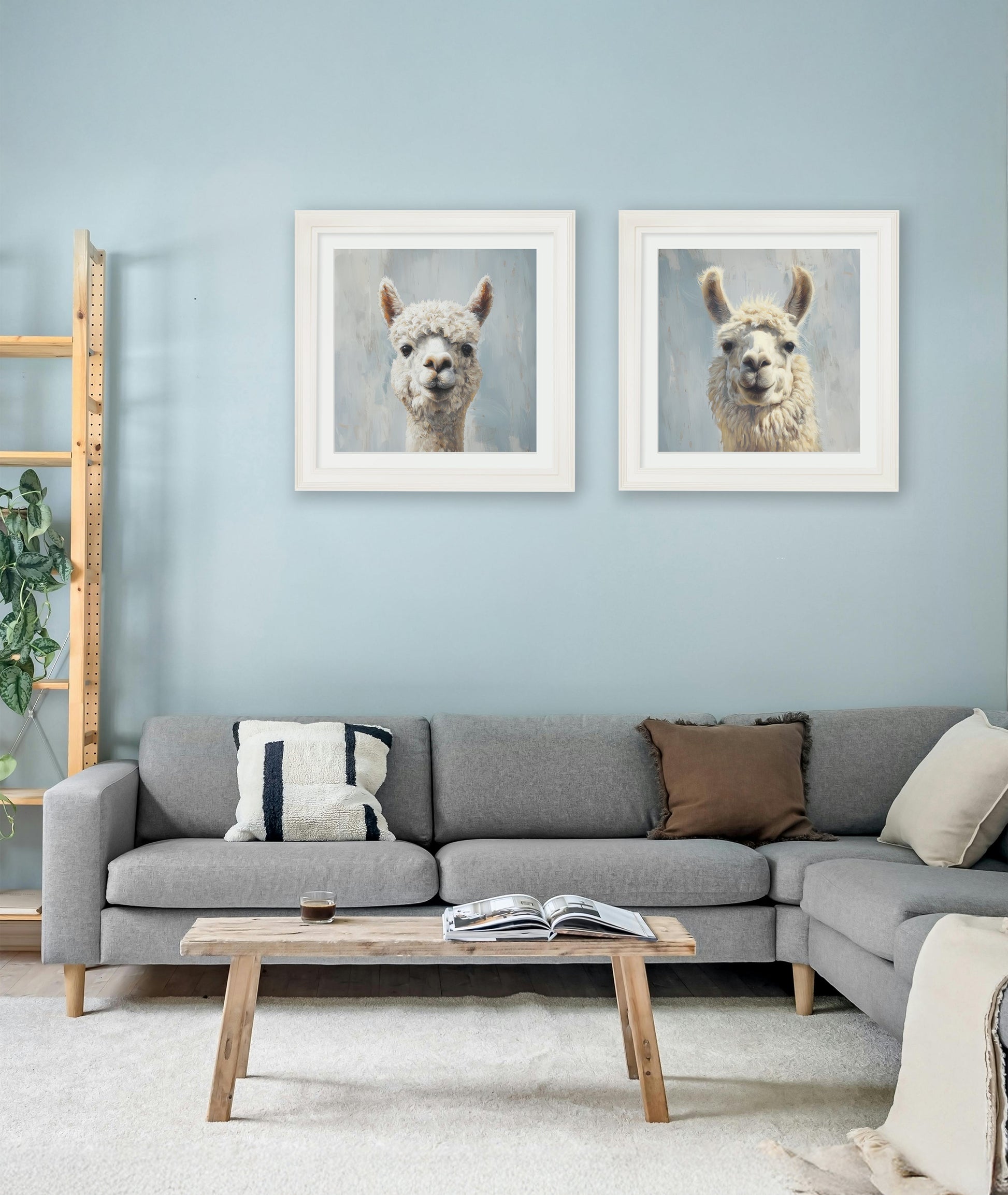 Shop The Goofy Llama framed print in cream Hurstwood square frame
