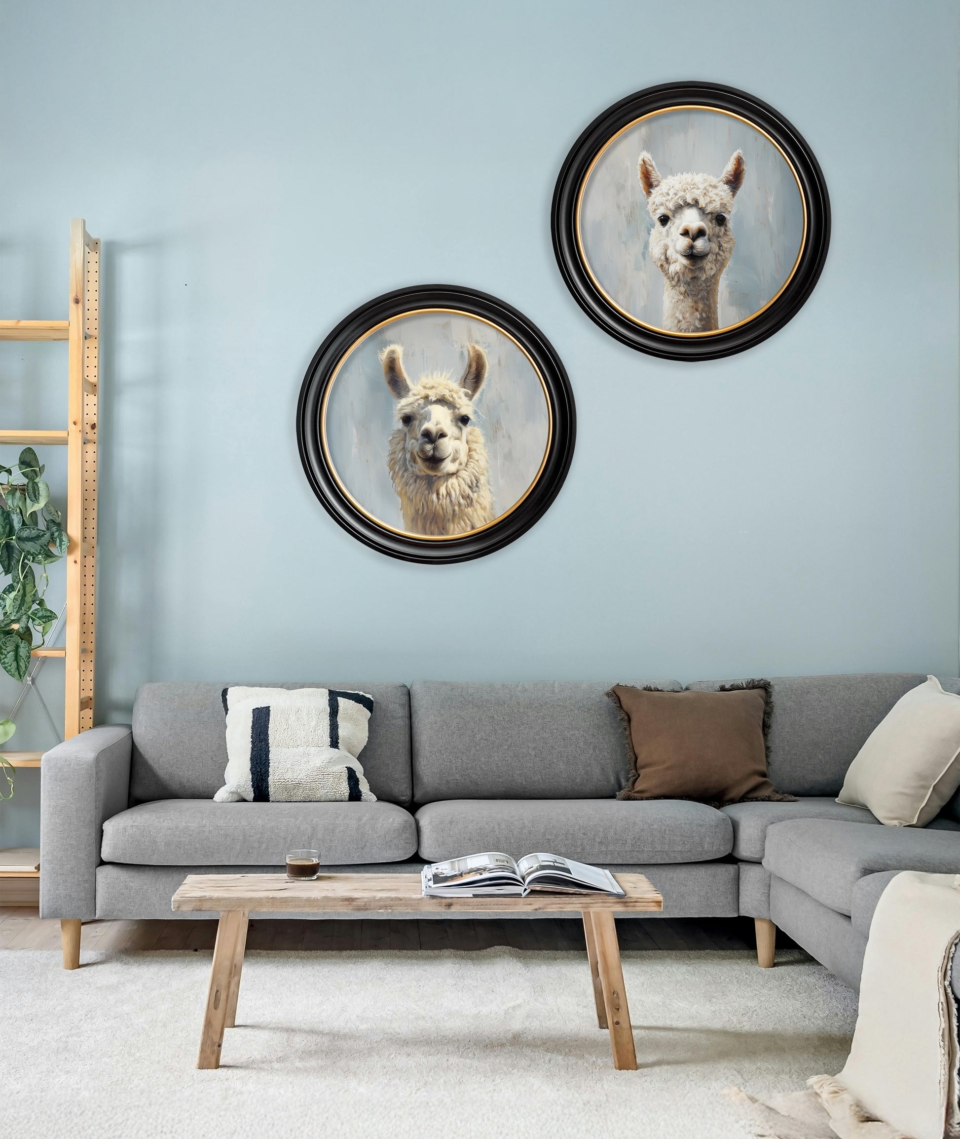 Shop The Goofy Llama round framed wall art at Blythe Living
