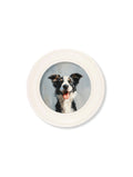 Shop The Smiley Sheepdog white round framed print free UK delivery
